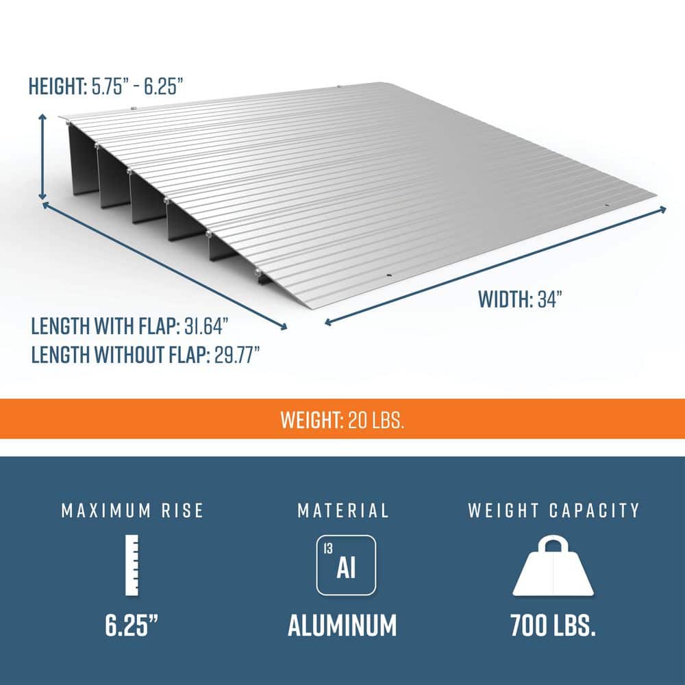 EZ-ACCESS 6" Slip-Resistant Aluminum Modular Entry Ramp