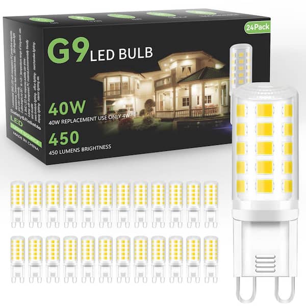 40-Watt Equivalent T4 No-Dimmable G9 Bi-Pin LED Light Bulb, Warm White 3000K (24-Pack)