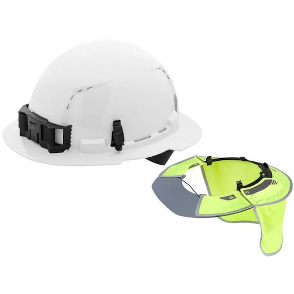 Milwaukee BOLT White Type 1 Class C Full Brim Vented Hard Hat with 4 Point Ratcheting Suspension w/High Visibility Sunshade