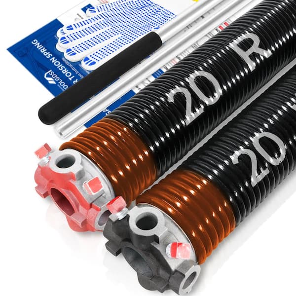 YOTOOLGDS 0.192 in. Wire x 2 in. x 20 in. L Electrophoresis Garage Door Torsion Springs in Orange Left and Right with Winding Bars