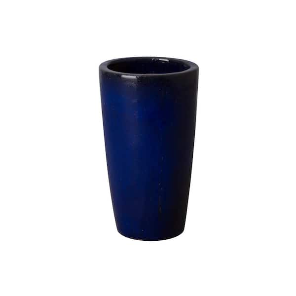 Emissary 22.5 in. Tall Round Blue Ceramic Planter