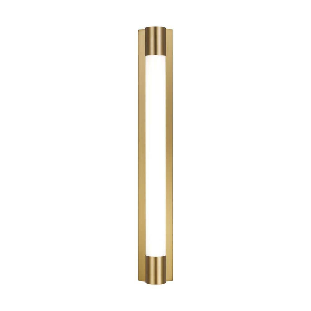 Loring 5 in. W x 36 in. H 1-Light Burnished Brass Dimmable LED Large Vanity Light Bar with Milk Glass Shade price history on PriceWatchPro