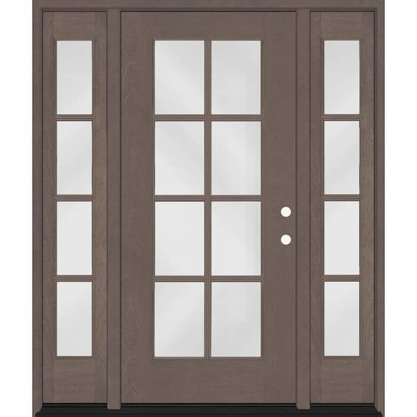 Steves & Sons Regency 64 in. x 80 in. Full Lite 8 Lite Clear Glass LH Ashwood Mahogany Fiberglass Prehung Front Door w/Dbl 12in.SL