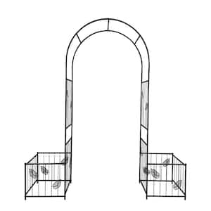 AUTMOON Metal Garden Arch with Planter Stands 81 .6 in. x 87.6 in ...