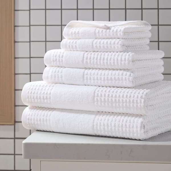 Expression Air Sculpted Cloud White 6-Piece 100% Cotton Towel Set