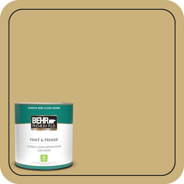BEHR PREMIUM PLUS 1 qt. #360F-4 Dry Sea Grass Semi-Gloss Enamel Low Odor Interior Paint & Primer