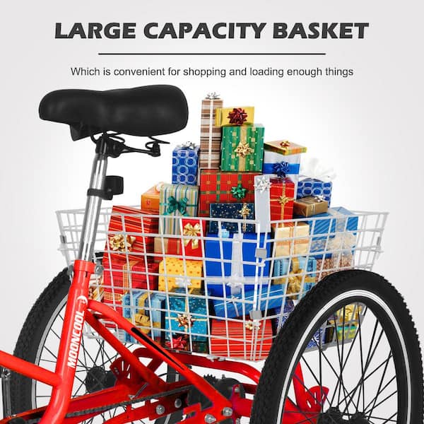 MOONCOOL 26 in. Folding Tricycles,7-Speed Folding Adult Trikes, 3 Wheel  Bikes, Foldable Tricycle for Adults, Women, Men, Seniors M-P26ZD-RD - The  Home Depot