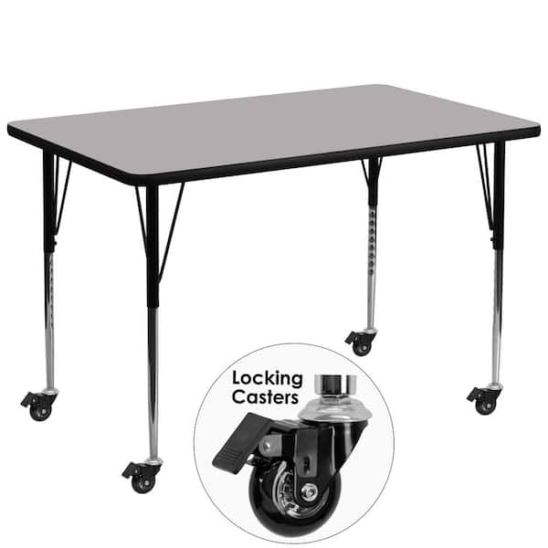 Carnegy Avenue Wren Gray 36 in. W x 72 in. L Rectangle Thermal Laminate Activity Table - Standard Height Adjustable Legs