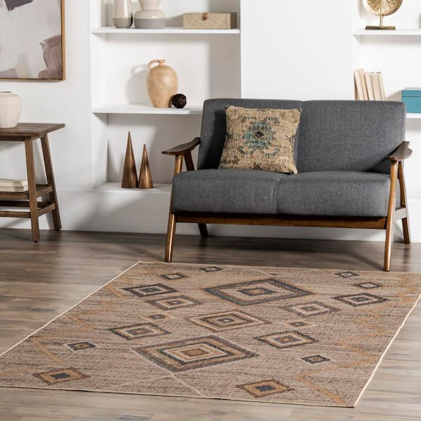 Jonie Bohemian Easy-Jute Machine Washable Natural 4 ft. x 6 ft. Area Rug