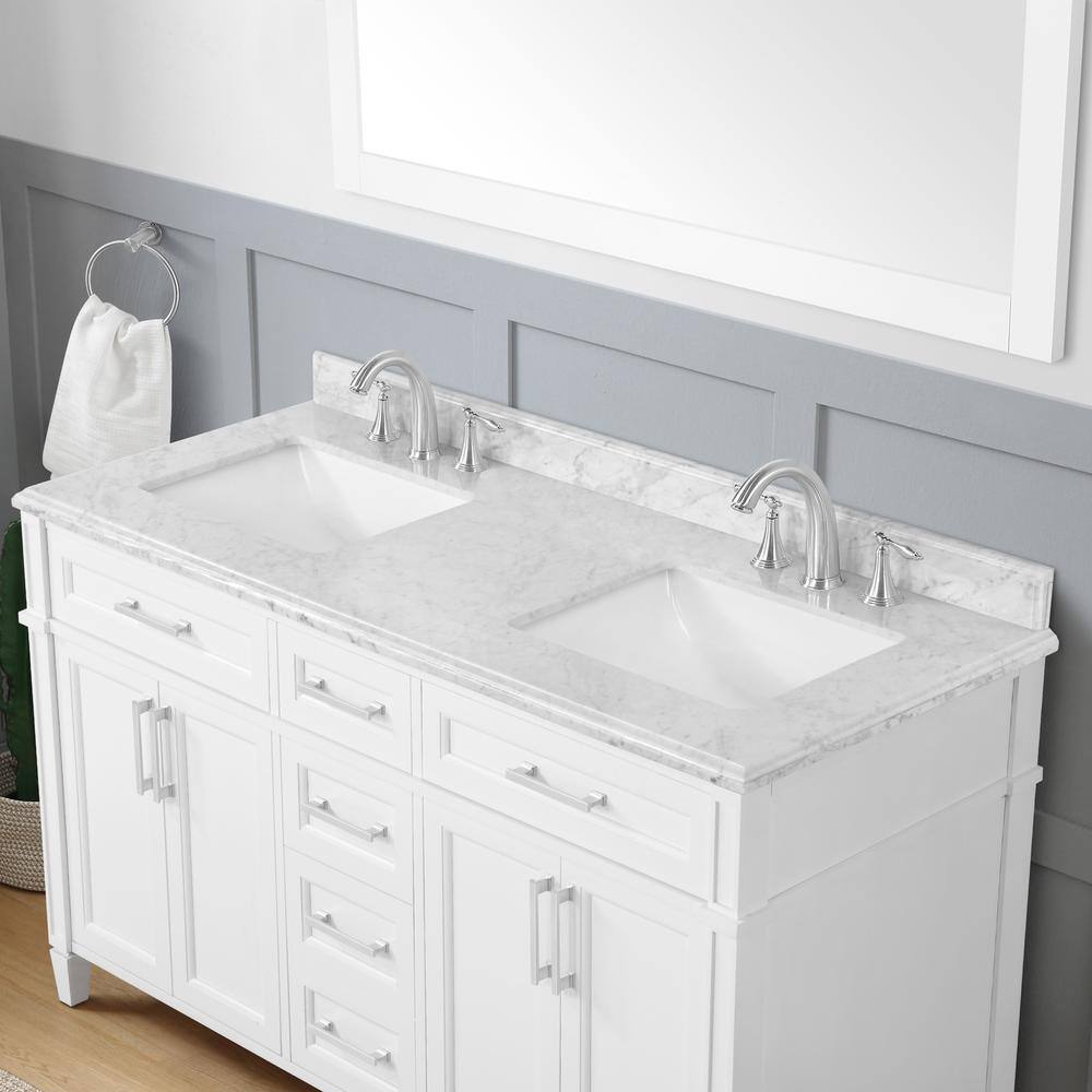 Buy Caville 60 in. W x 22 in. D x 34.50 in. H Bath Vanity in White with ...