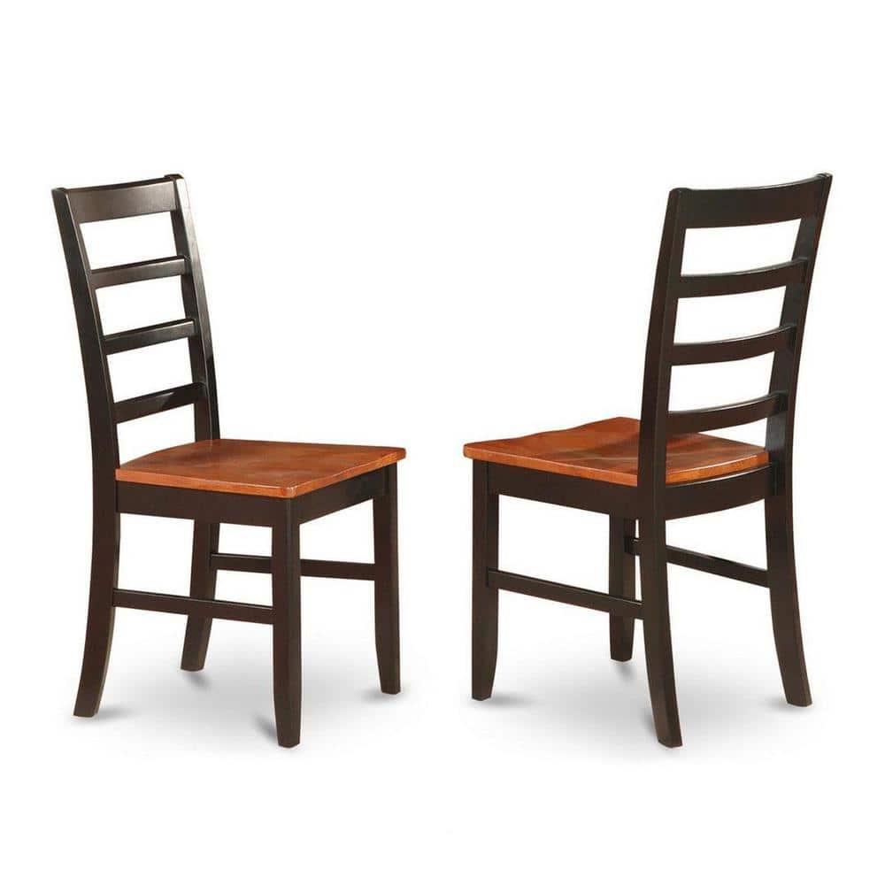 Black and Cherry Solid Wood Round Dining Table Set with High Back Chairs