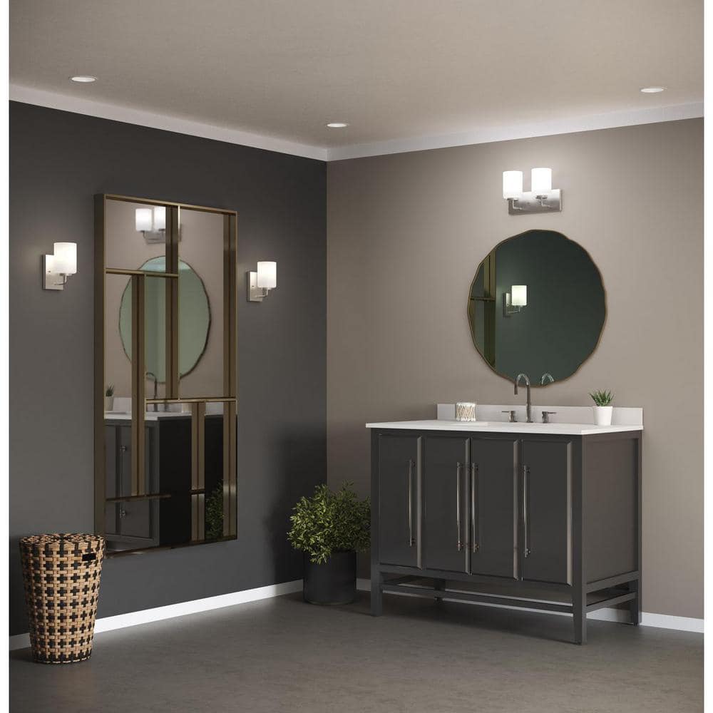 Merry Brushed Nickel Etched Glass Bath Vanity Light
