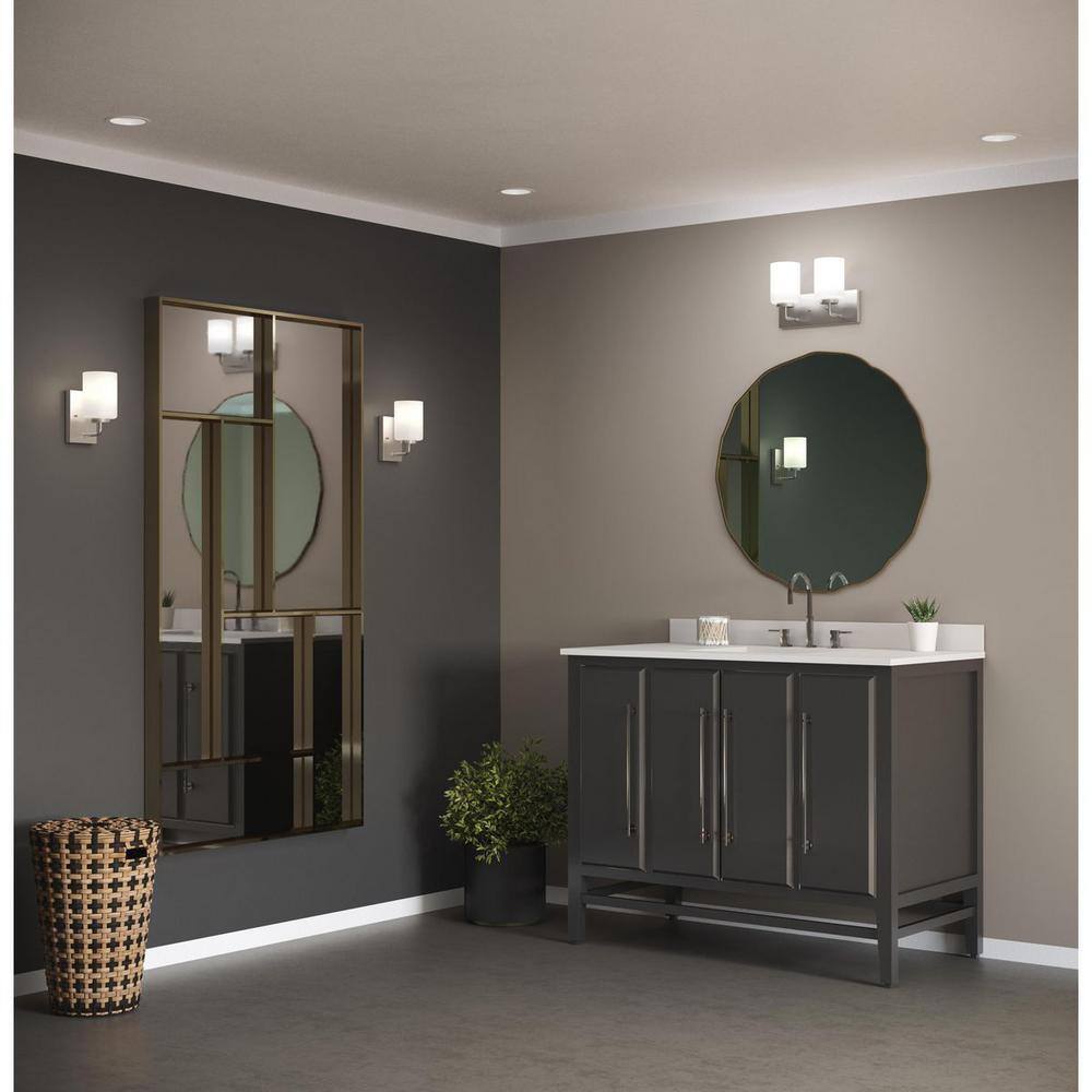 Merry Brushed Nickel Etched Glass Bath Vanity Light