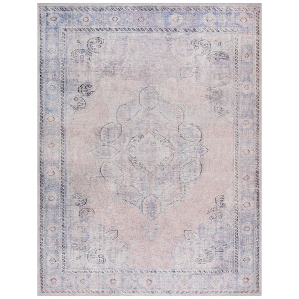 Classic Vintage 9 ft. x 12 ft. Gray/Beige Distressed Traditional Medallion Area Rug