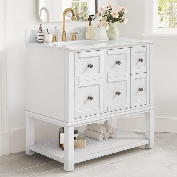 OrangeOne 36 in. W Single Sink Freestanding White Bath Vanity with