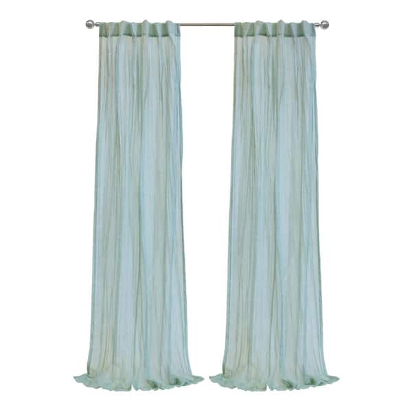 Habitat Paloma Pale Thyme Polyester Broomstick Crushed 52 in. W x 84 in. L Dual Header Indoor Sheer Curtain (Single Panel)