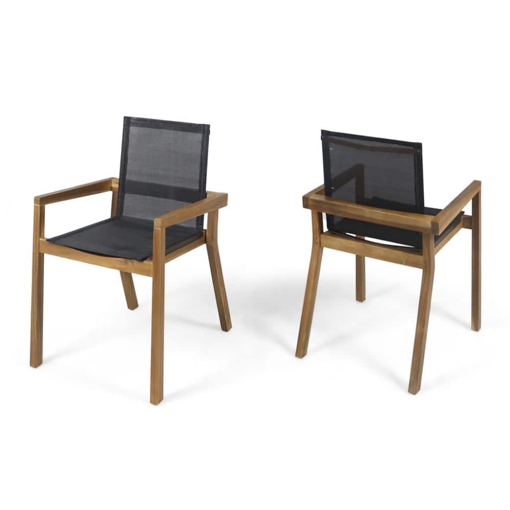 Outdoor Wood with Black Textile Dining Chair Set of 2 price history on PriceWatchPro