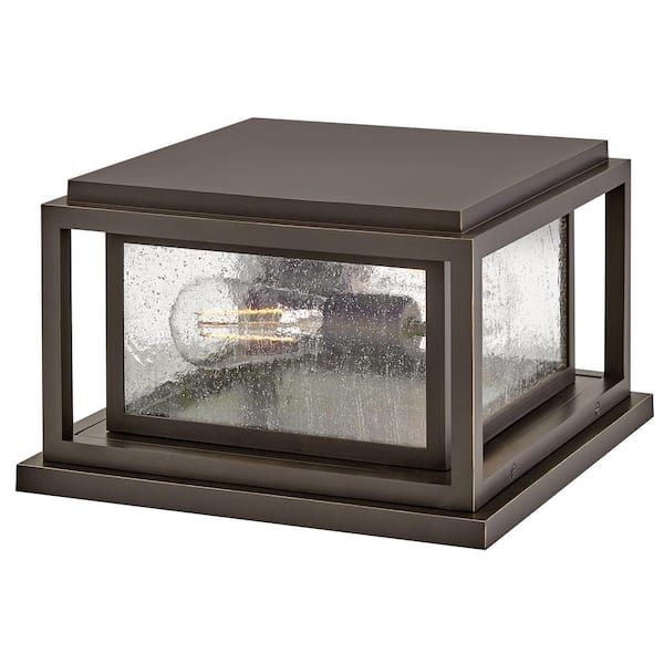 HINKLEY Republic 2-Light Oil Rubbed Bronze Composite Plastic Weather Resistant Pier Mount Light with No Bulbs Included
