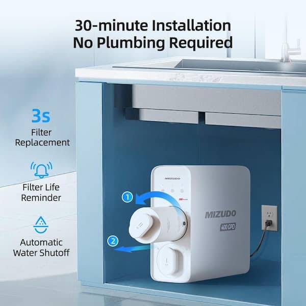 MIZUDO Pureflo 8-Stage Tankless Reverse Osmosis System, 600 GPD
