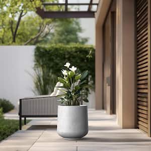 Lightweight 15.5in. x 17.5in. Stone Finish Extra Large Tall Round Concrete Plant Pot / Planter for Indoor & Outdoor