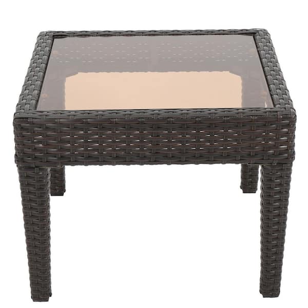 Unbranded Outdoor Antibes Wicker Side Table, Accent Table, Brown Multi