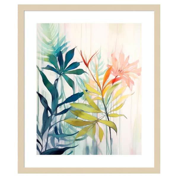 Amanti Art Pink and Yellow Floral Elegance I by Irena Orlov 21 in. W x 25 in. H. Wood Framed Wall Art Print Framed in Brown