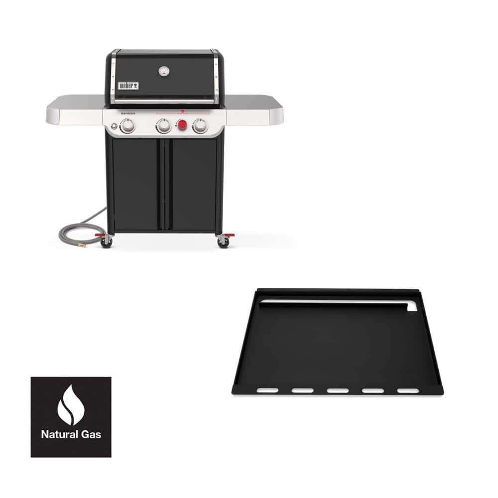Genesis E-325 3-Burner Natural Gas Grill in Black with Full Size Griddle Insert -  Weber, 1500744