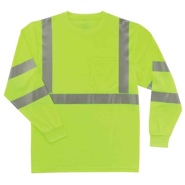 Large Hi Vis Lime Long Sleeve T-Shirt
