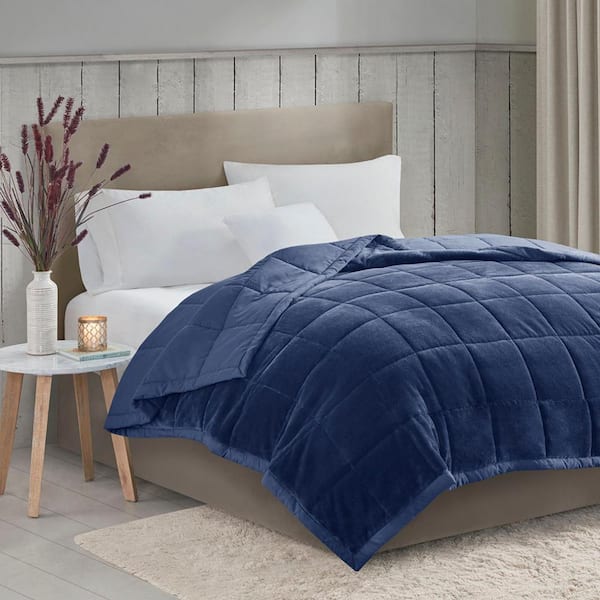 Jeedeson Navy Smart Temp Reversible Microfiber Twin Blanket