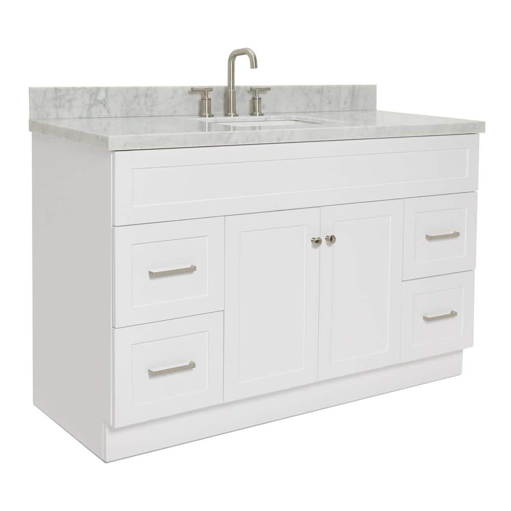 Hamlet 55" White Marble Top Freestanding Single Vanity