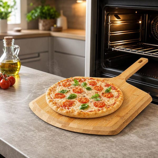 Wudkey 16 in. Natural Bamboo Pizza Peel Pizza Paddle Spatula Oven