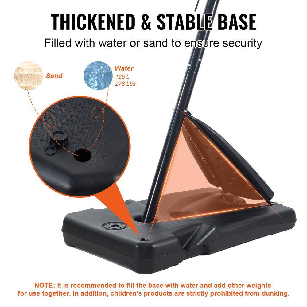 Adjustable Height Portable Multicolor Basketball Hoop with Fillable Base