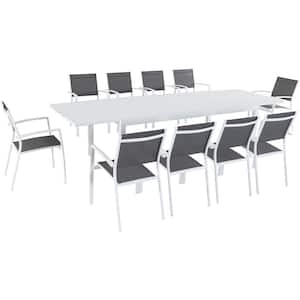 Del Mar 11-Piece Aluminum Outdoor Dining Set with 10 Sling Chairs and Expandable Dining Table
