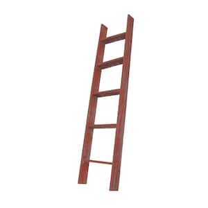 60 in. x 13 in. Rustic Farmhouse Rustic Red Wooden Decorative Bookcase Picket Ladder