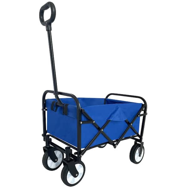 SUNRINX 2 cu. ft. Steel and Fabric Garden Cart in Navy Blue