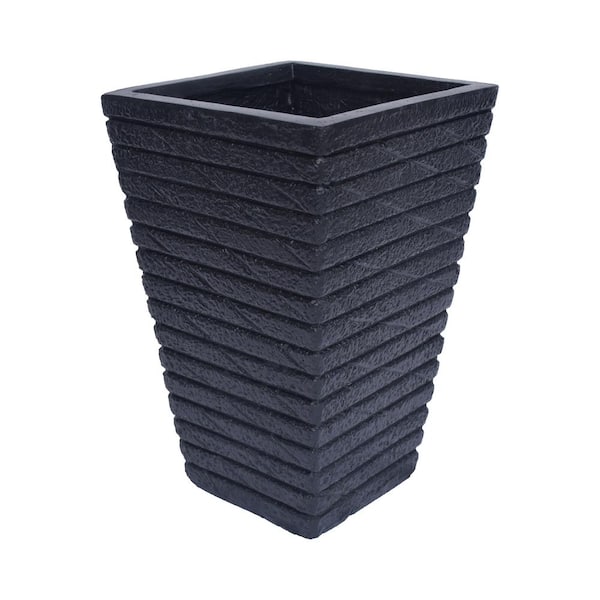 Ruth 10.25 in. W x 16 in. H Black Lightweight Concrete Garden Urn Planter