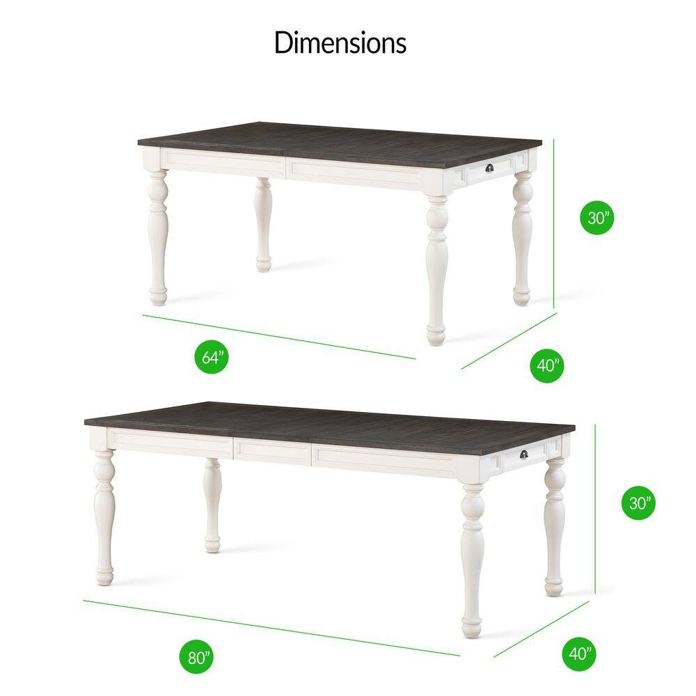 Joanna Farmhouse Chic 7-Piece Dining Set in Ivory and Dark Oak