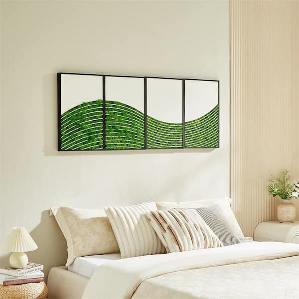 Metal Wall Art Eco-Friendly Moss Home Wall Decor with Iron Frame (56.3 in. W x 1.58 in. D x 14 in. H)
