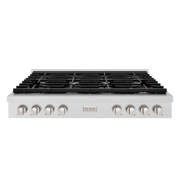 ZLINE Kitchen and Bath Paramount 48 in. 8-Burner Porcelain Cooktop in Fingerprint Resistant Stainless Steel