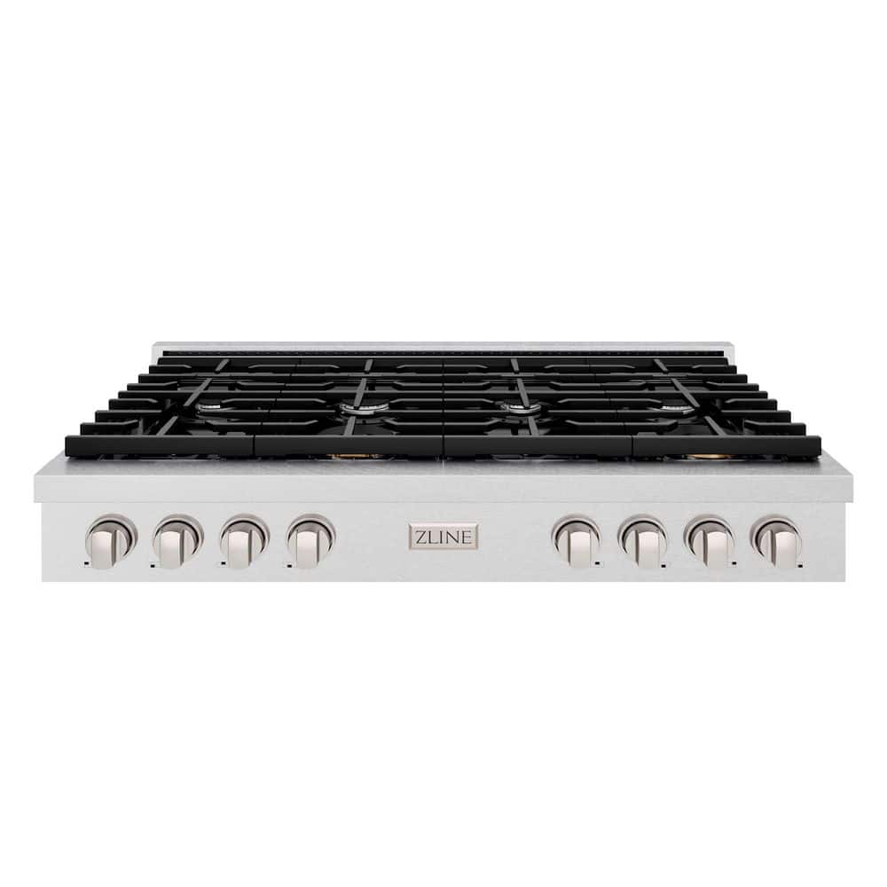 48 in. Paramount Gas Rangetop with 8 Burners and Porcelain Cooktop in Satin Stainless Steel