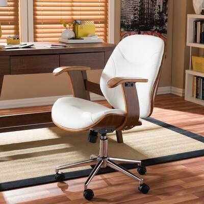 Rathburn White Faux Leather Upholstered Office Chair