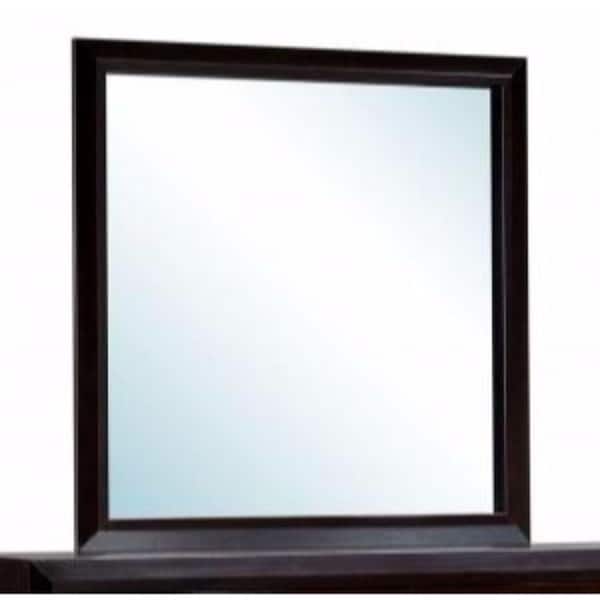 Benjara 43 in. H x 39.25 in. W Large Modern Rectangle Framed Espresso Brown Mirror