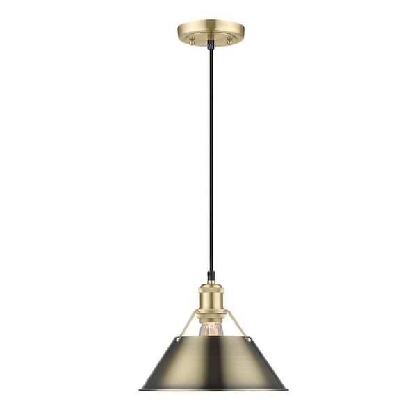 Golden Lighting Orwell 100-Watt 1-Light Brushed Champagne Bronze and Aged Brass Pendant Light