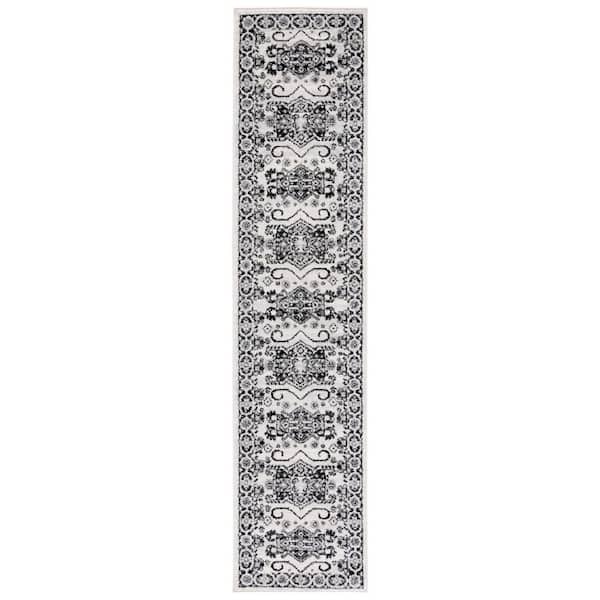 SAFAVIEH Tulum 2 ft. x 9 ft. Ivory/Black Border Aztec Runner Rug ...