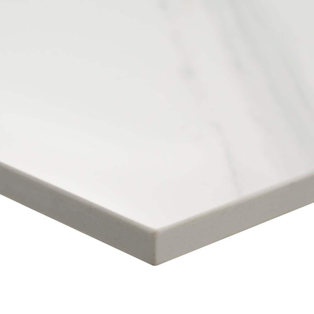 Calacatta Lumas 49-Inch White Marble Vanity Top with Single Sink