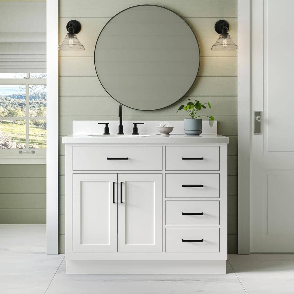 Ariel R042S-BC Bayhill 42 inch Single Free Standing Vanity Cabinet Only - White