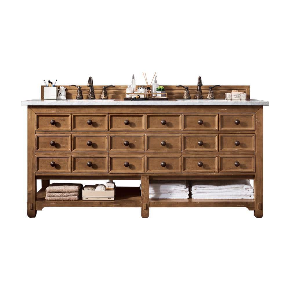 Malibu 72 in. W x 23.5 in.D x 35.3 in. H Double Bath Vanity in Honey Alder 