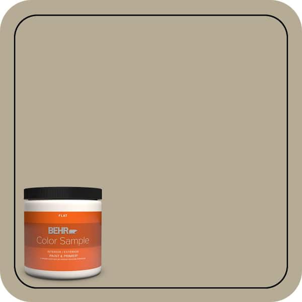 BEHR PREMIUM PLUS 8 oz. #N330-4 Explorer Khaki Flat Interior/Exterior Paint & Primer Color Sample