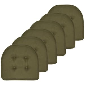 Army Green, Solid U-Shape Memory Foam 17 in. x 16 in. Non-Slip Indoor/Outdoor Chair Seat Cushion (6-Pack)