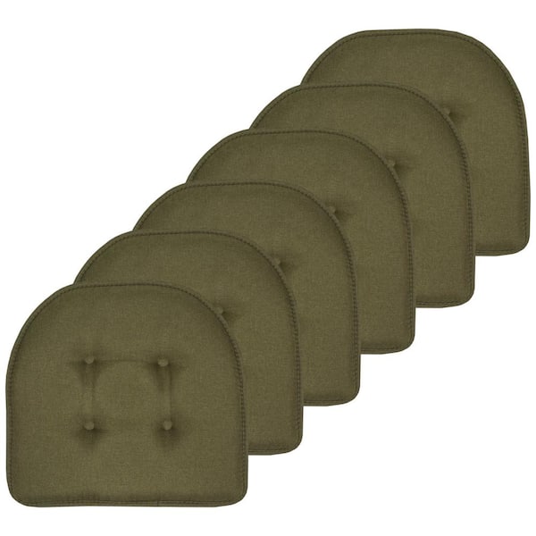 Sweet Home Collection Army Green, Solid U-Shape Memory Foam 17 in. x 16 in. Non-Slip Indoor/Outdoor Chair Seat Cushion (6-Pack)